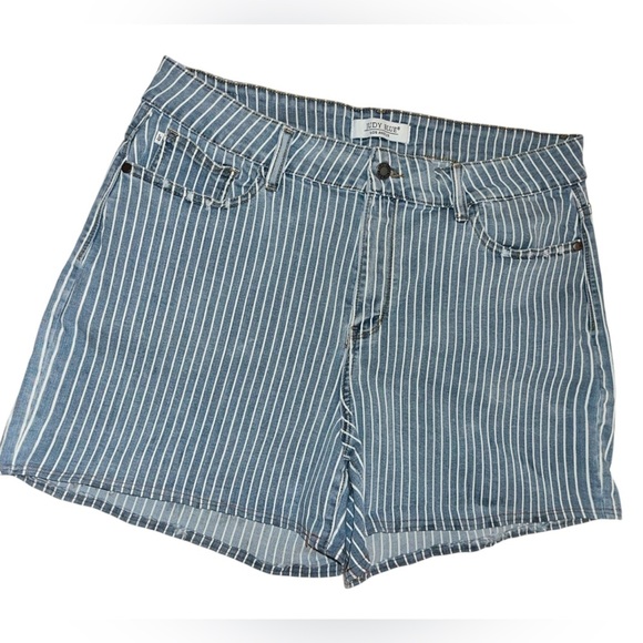 Pants - Judy Blue Kya High Waisted Striped  Blue Jean Shorts Size 2XL JB150027